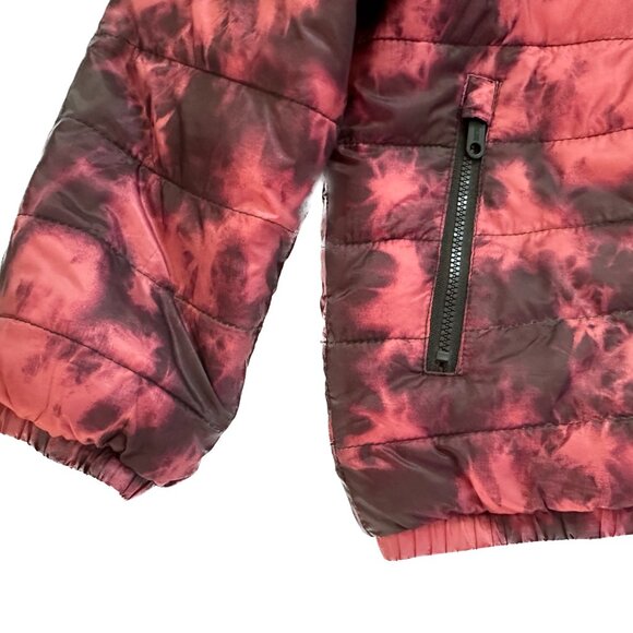 Abercrombie Kids Cozy Pattern Faux Fur Lined Puffer Coat Red Dye Effect 5/6 - Picture 3 of 16